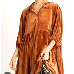 Velvet Button-Up Tunic in Rust By Umgee NWT SIZE XL